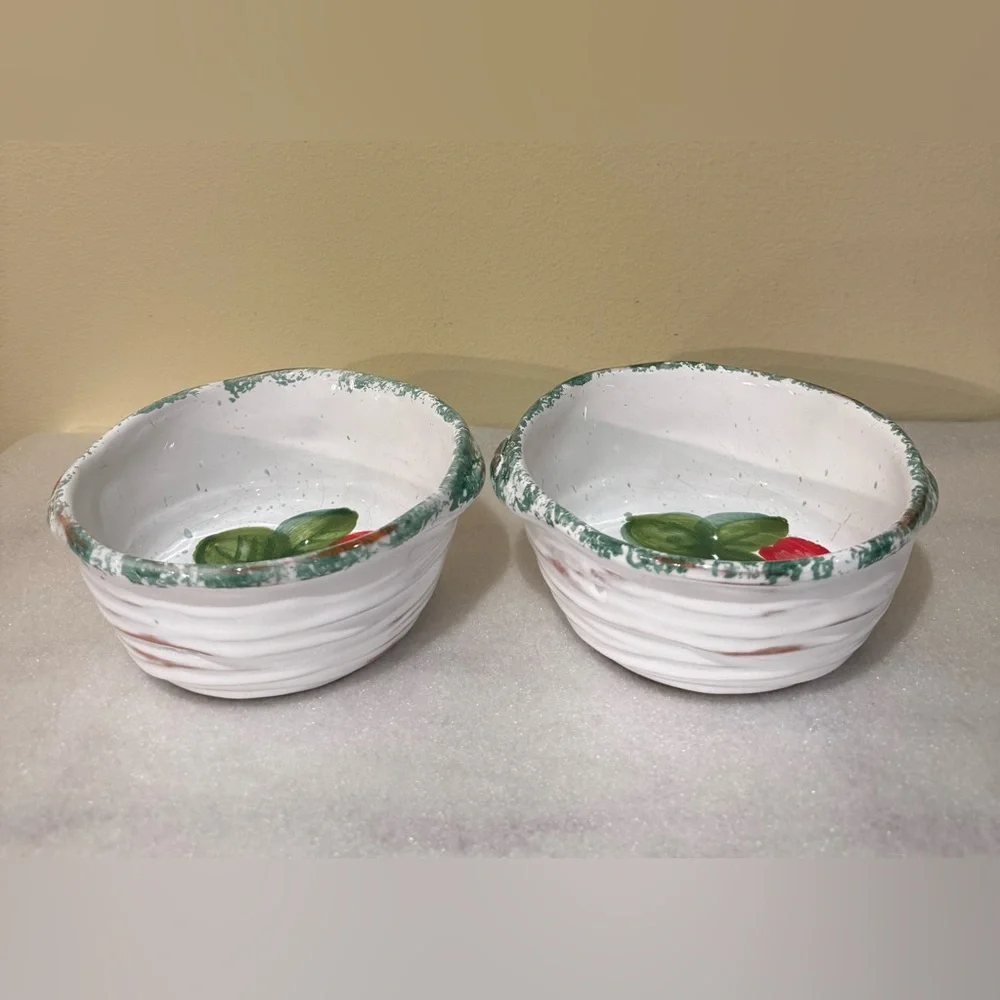 Hand-Painted Vintage Sur La Table Italy Tuscan Soup Pasta Bowls Set of 2